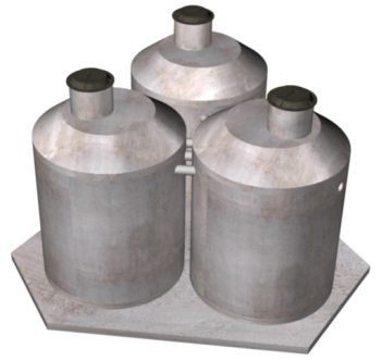 Triple Chamber Septic Tank w/Low Dome-11250-15750 Gal